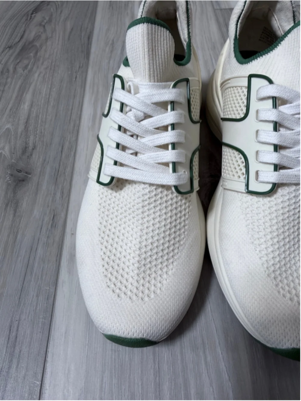 Tory Burch Good Luck Trainer Sneakers Womens 8.5 White Green Knit Athletic Shoes